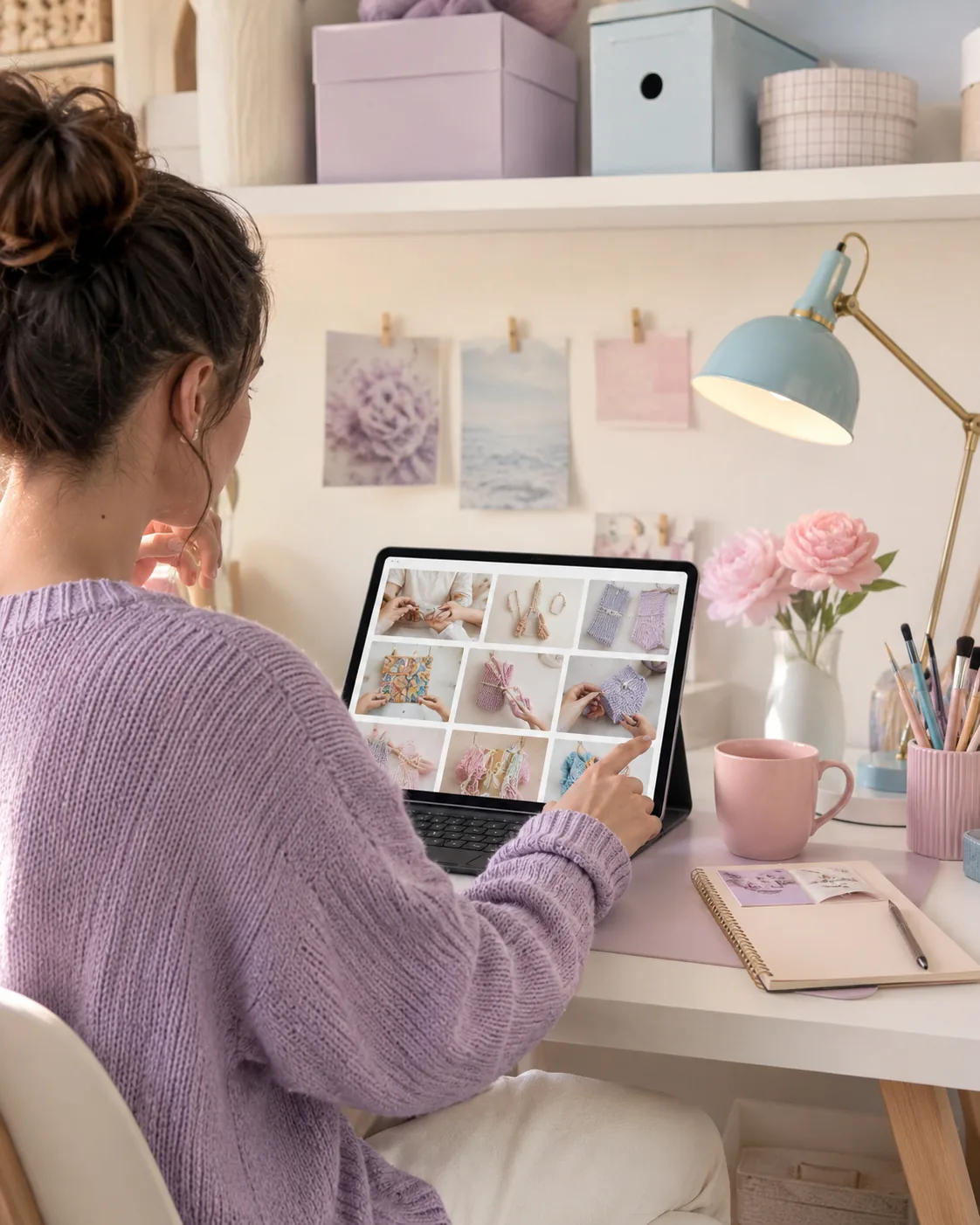Persona eligiendo un proyecto desde su tableta